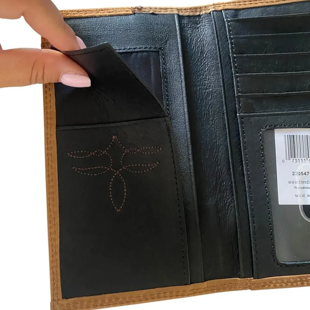 NWT Men’s JUSTIN'S RODEO GENUINE LEATHER WALLET Two Toned Brown 22054767W3